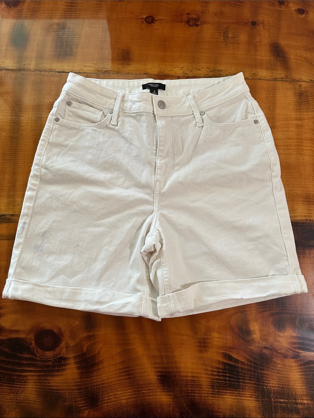 Simply Vera Vera Wang White Cuffed Denim Shorts